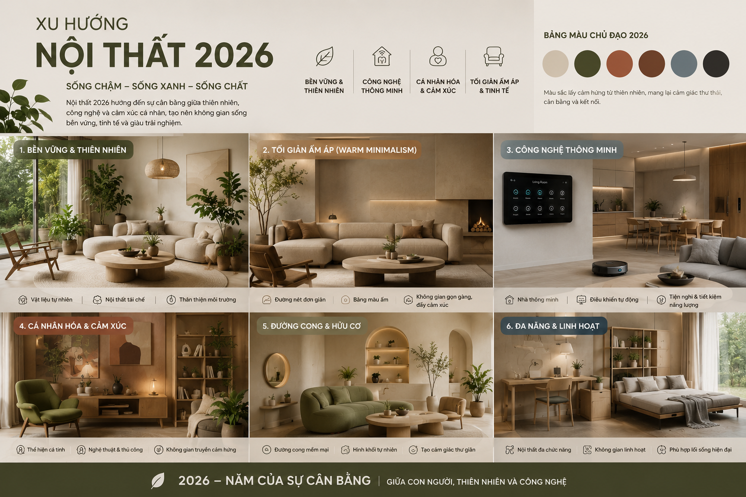 Xu hướng thiết kế nội thất 2026: 10 xu hướng định hình không gian sống tương lai