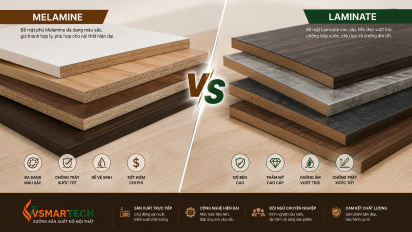Laminate và Melamine khác nhau như thế nào? So sánh chi tiết từ A đến Z